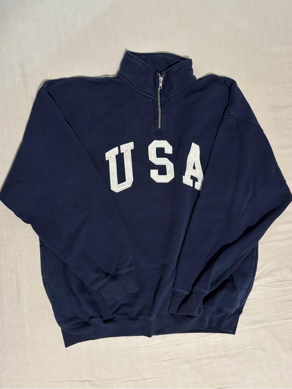 Brandy Melville Navy USA Quarter-Zip Pullover Sweatshirt